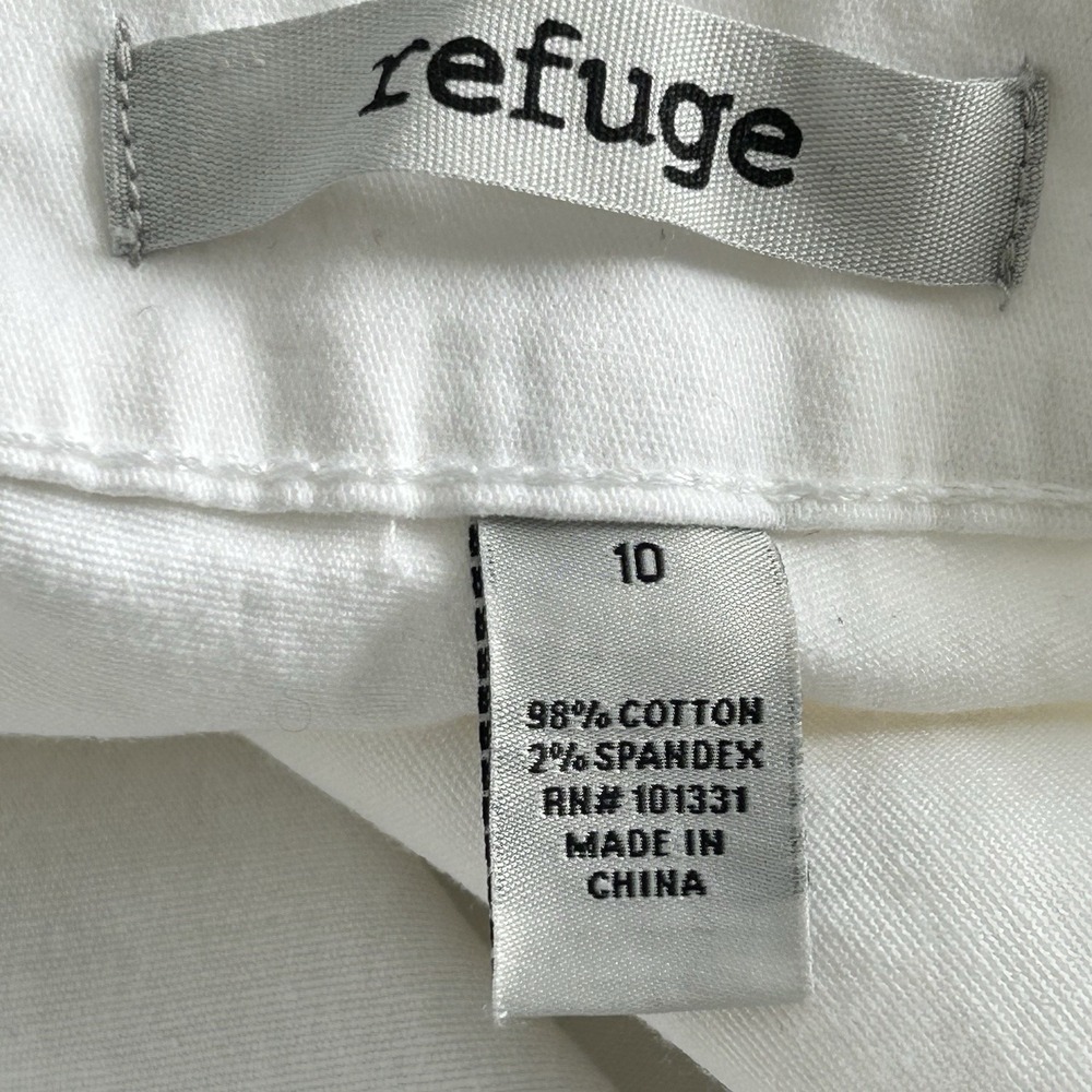 Refuge White Mid-Rise Skinny Jeans ~ Women's Size 10 ~ Stretch Gold Button - Picture 5 of 8